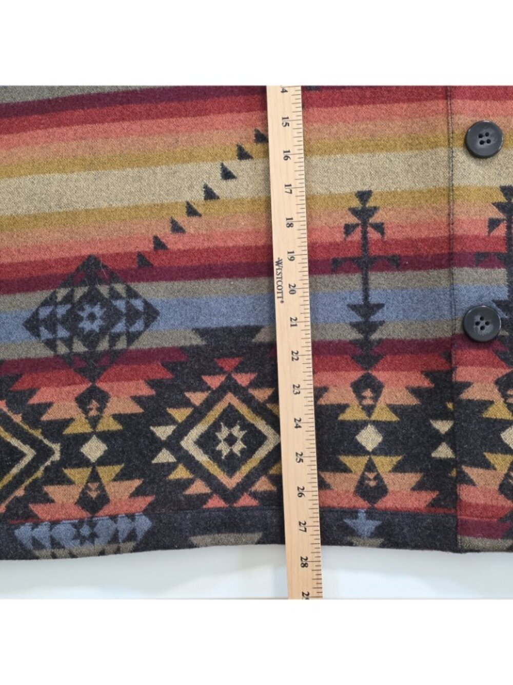 Reversible Wool Cape Poncho OS Southwestern Geometric Aztec Button Jacket Button - Picture 8 of 15
